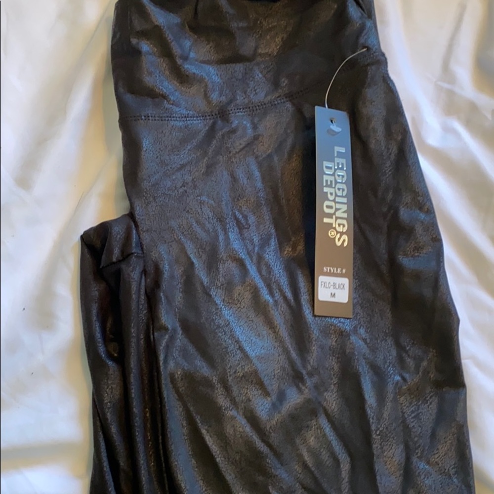 Black faux leather leggings